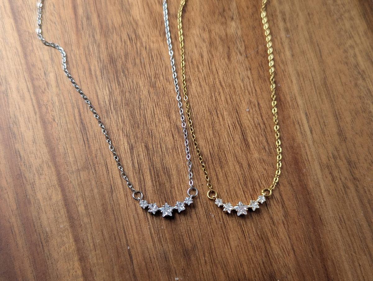 Five Star Crystal Necklace (Silver or Gold)