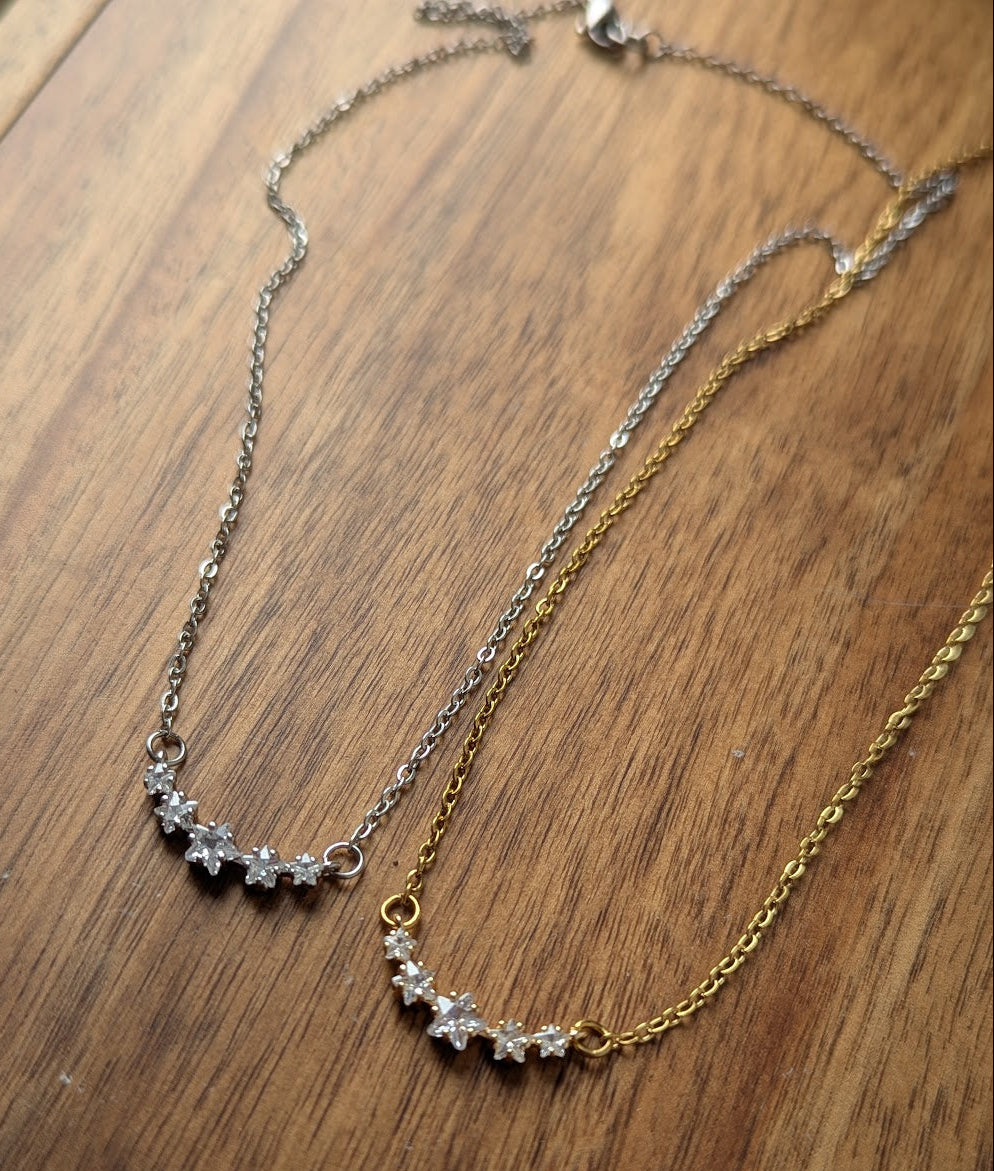 Five Star Crystal Necklace (Silver or Gold)