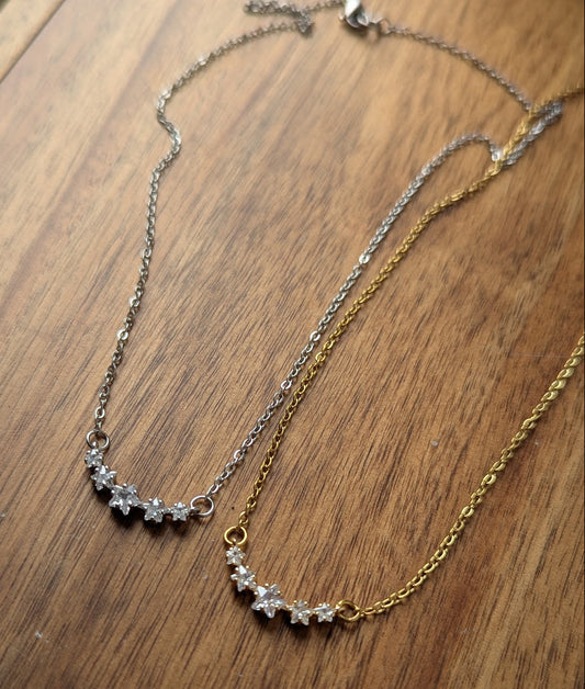 Five Star Crystal Necklace (Silver or Gold)
