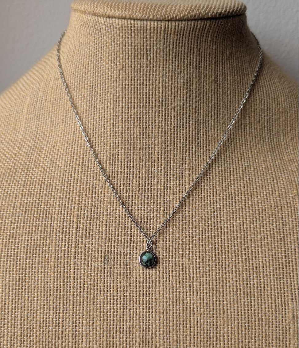 Mini African Turquoise Silver Necklace