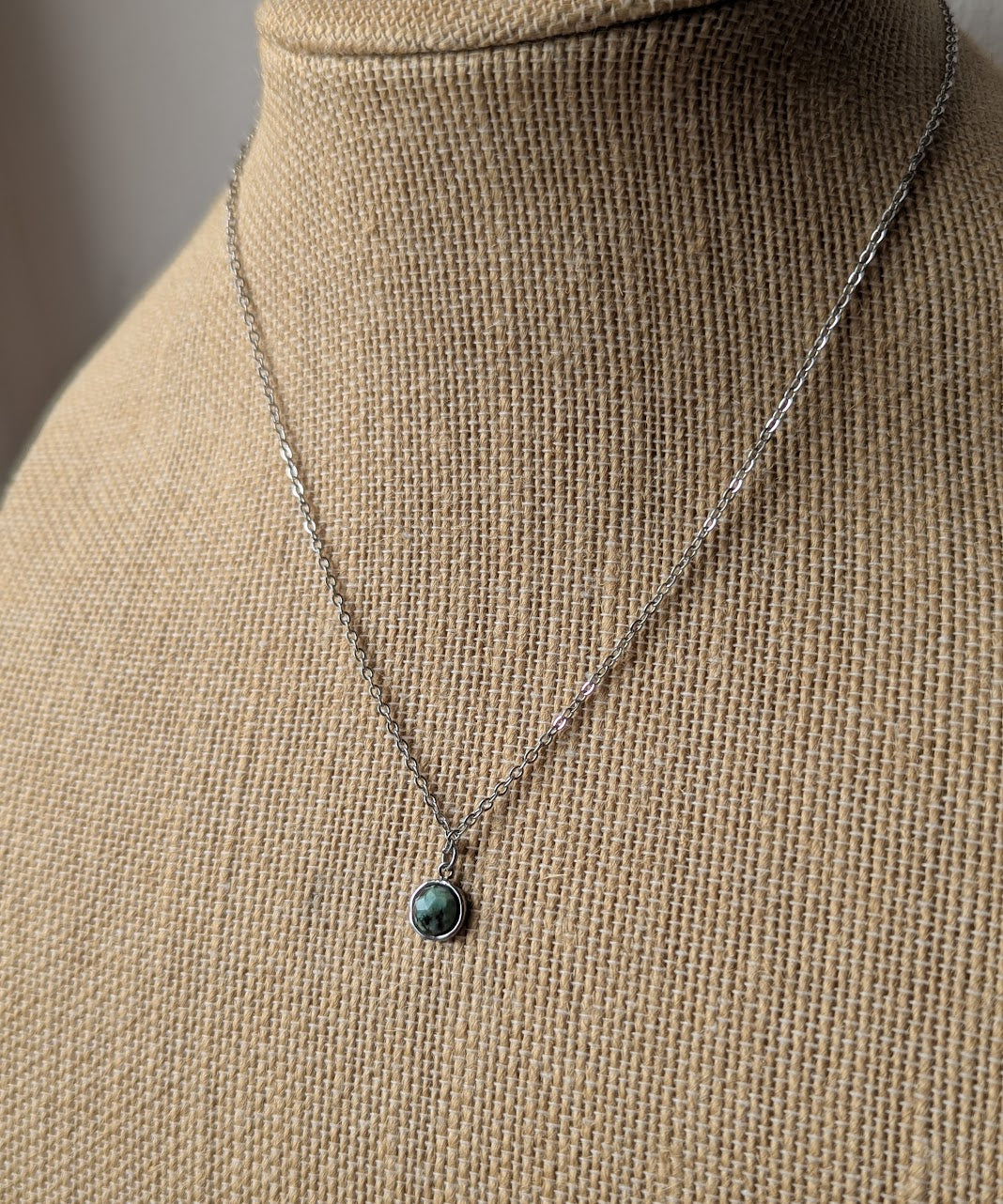 Mini African Turquoise Silver Necklace