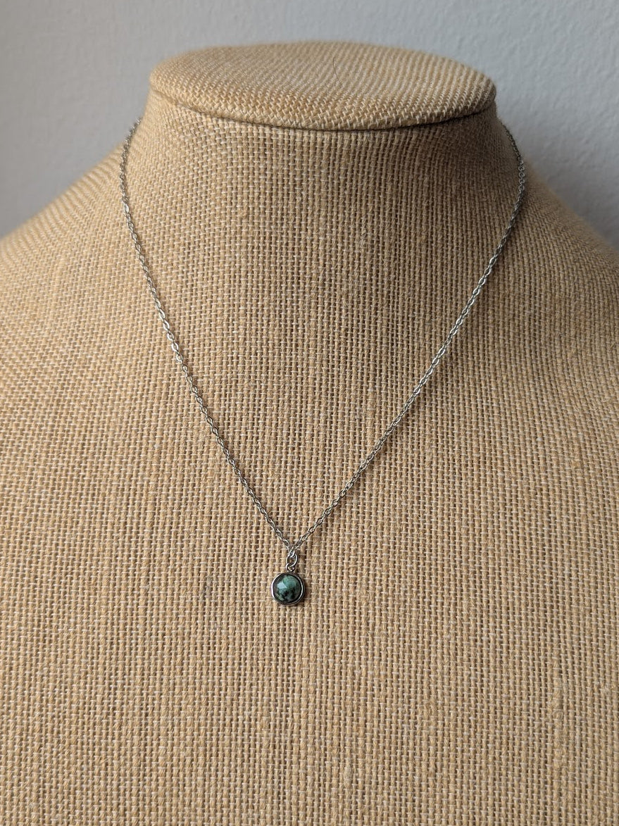 Mini African Turquoise Silver Necklace