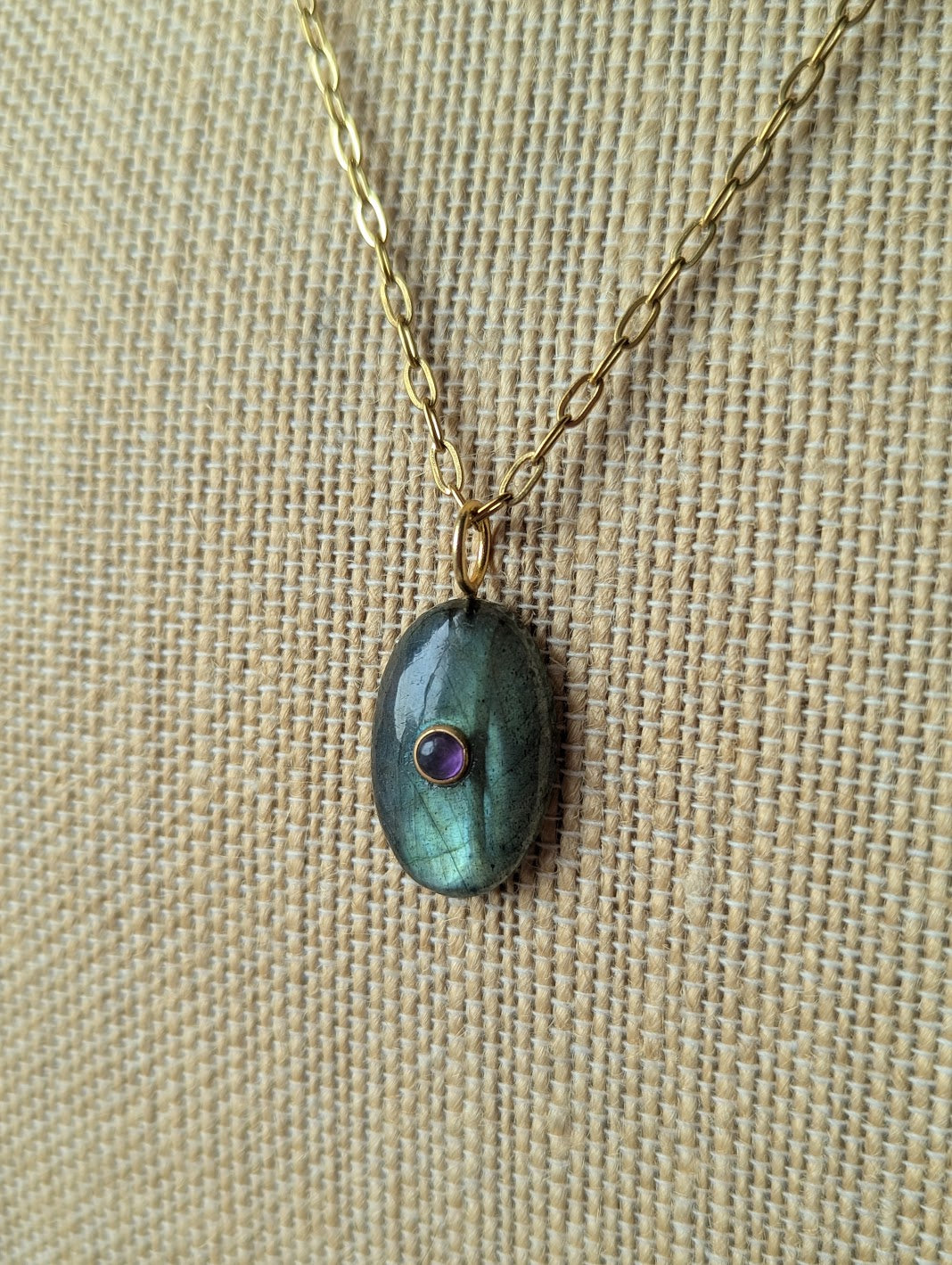 Labradorite and Amethyst Gold Necklace