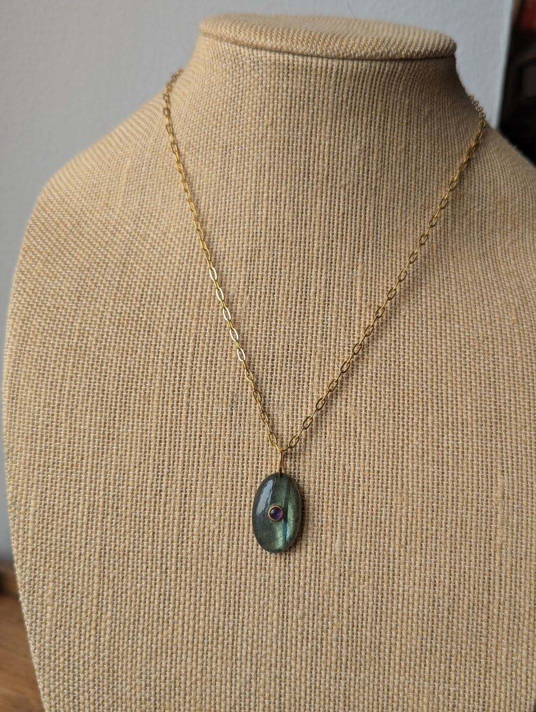 Labradorite and Amethyst Gold Necklace
