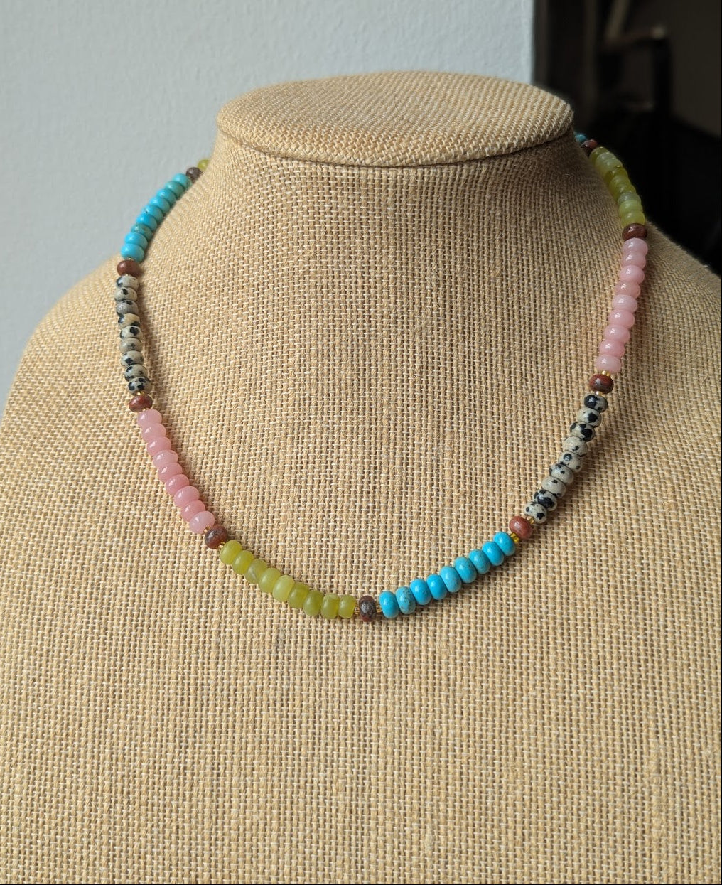 Mixed Gemstone Rondelle Beaded Necklace