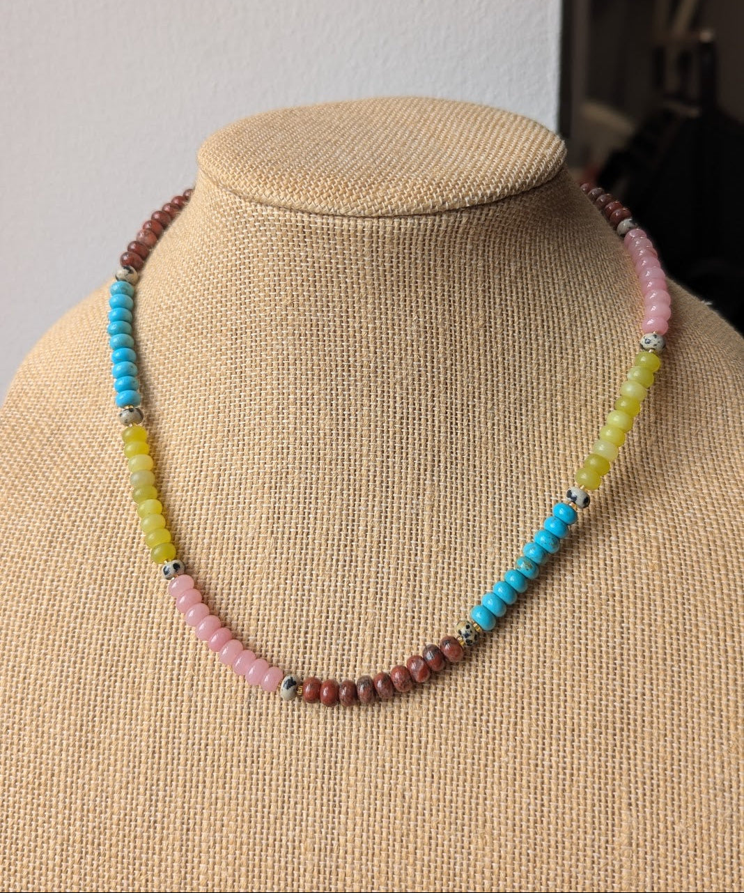 Mixed Gemstone Rondelle Beaded Necklace