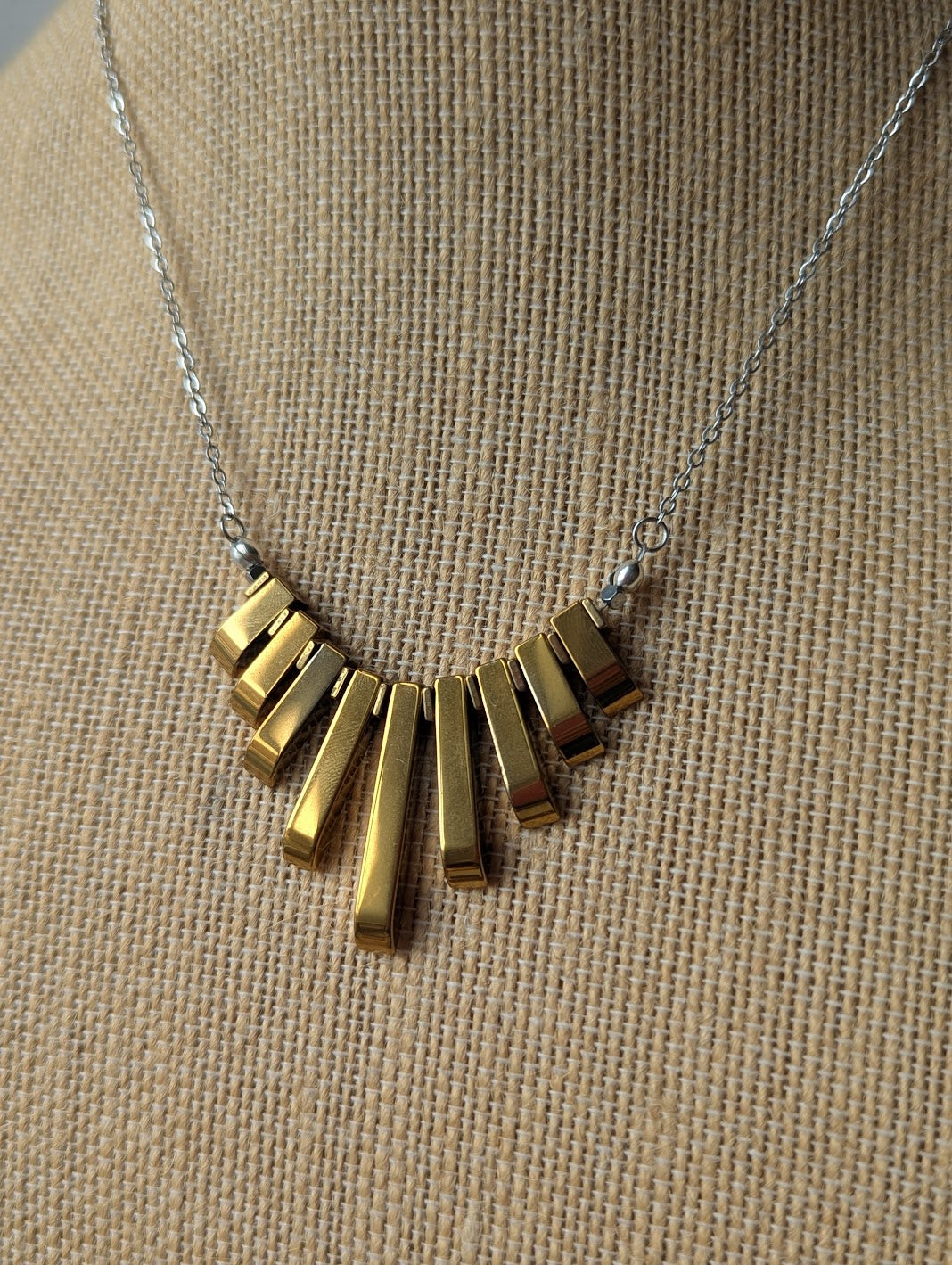 Gold Hematite Gradient Silver Necklace