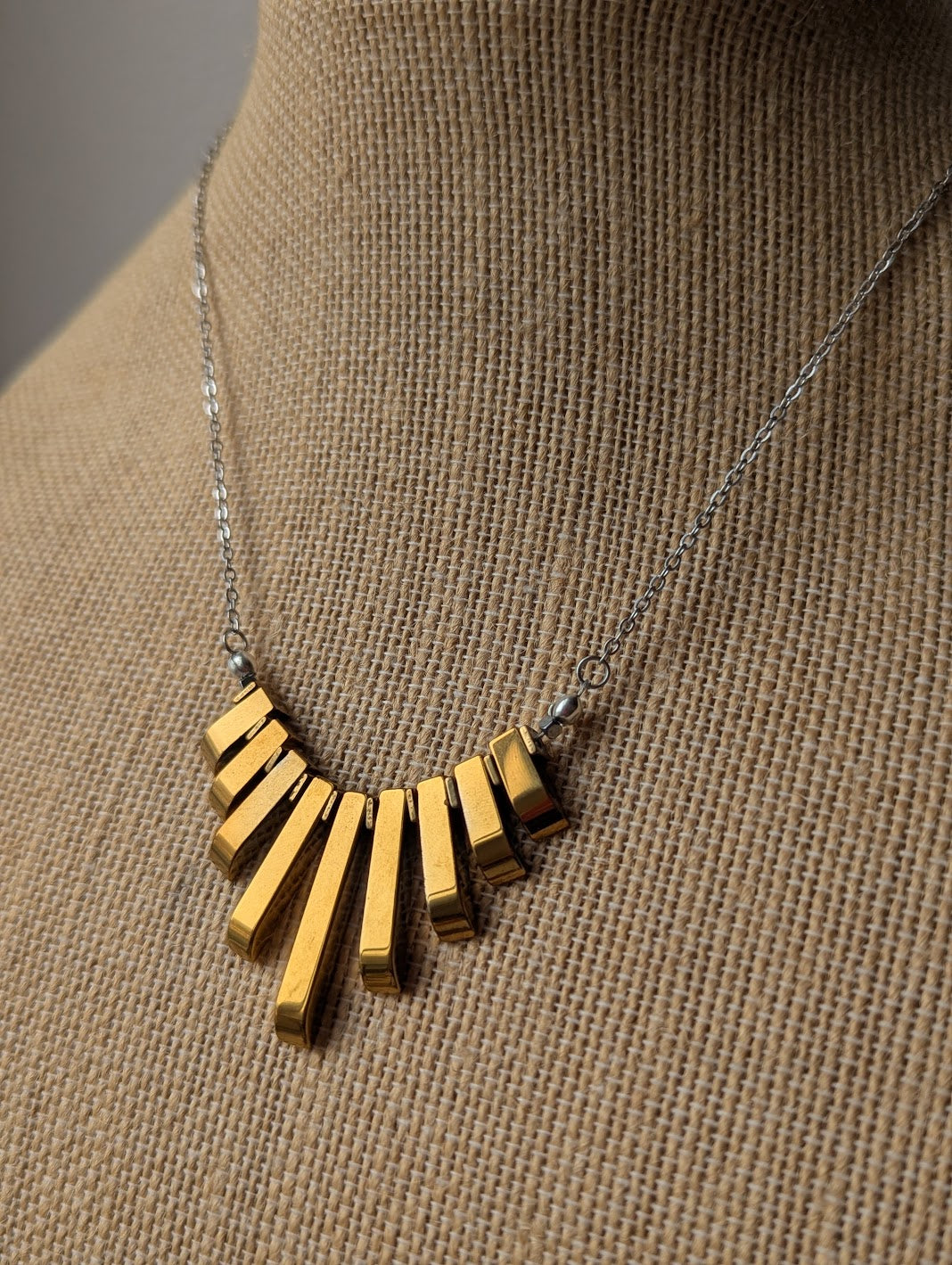 Gold Hematite Gradient Silver Necklace