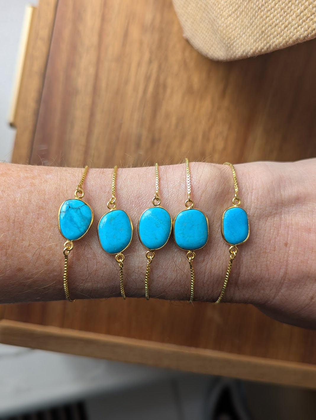 Turquoise Gold Slider Bracelet