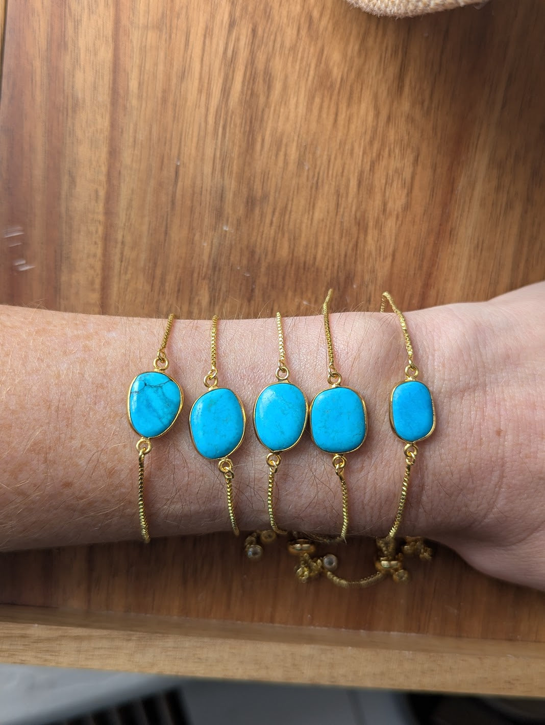 Turquoise Gold Slider Bracelet