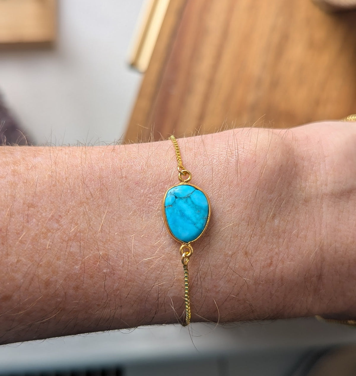 Turquoise Gold Slider Bracelet