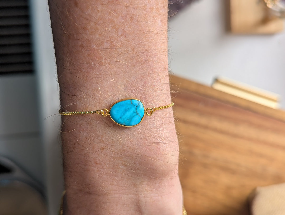 Turquoise Gold Slider Bracelet