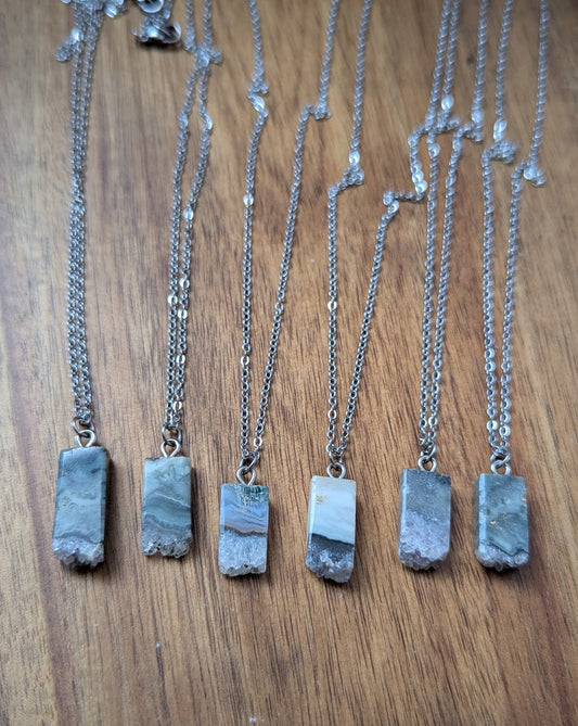 Amethyst Slice Rectangle Pendants (Various Options Available)