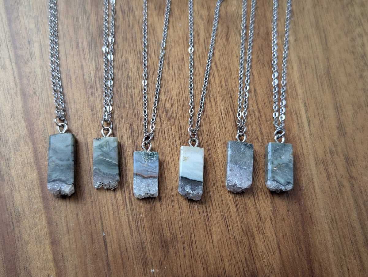 Amethyst Slice Rectangle Pendants (Various Options Available)