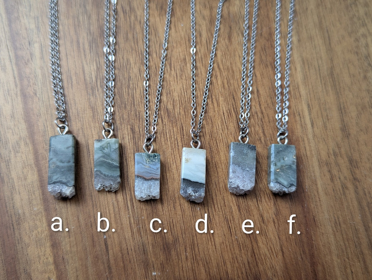 Amethyst Slice Rectangle Pendants (Various Options Available)