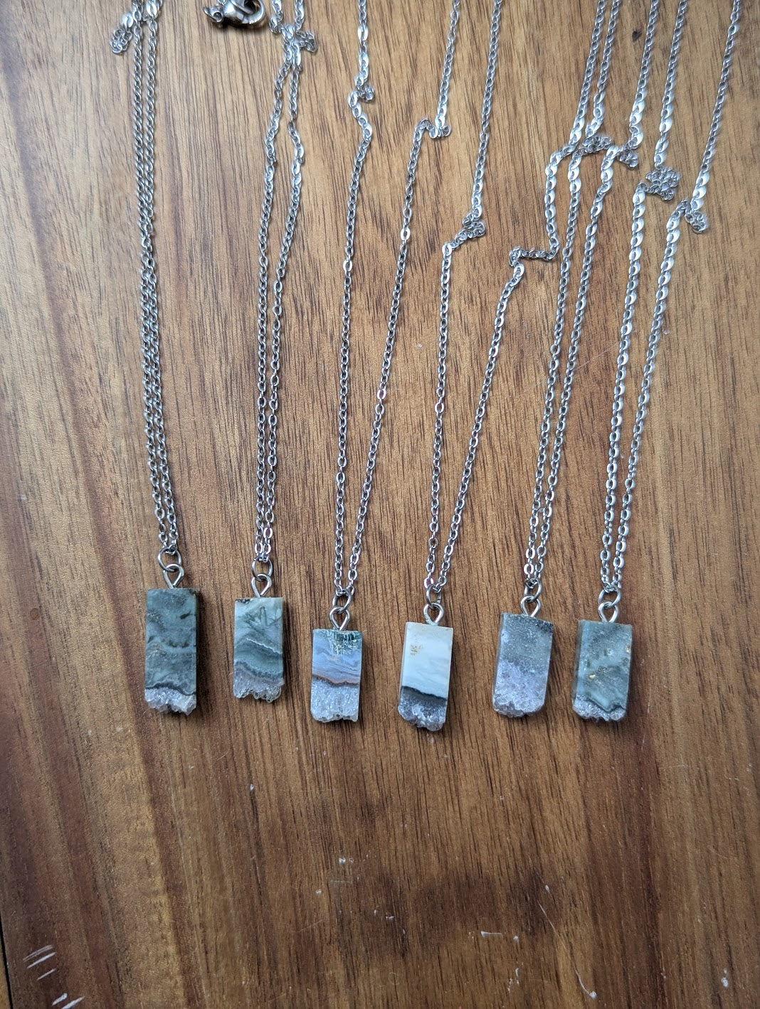Amethyst Slice Rectangle Pendants (Various Options Available)