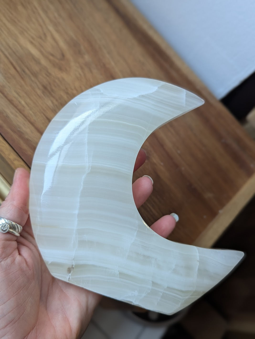 White Calcite Crescent Moons