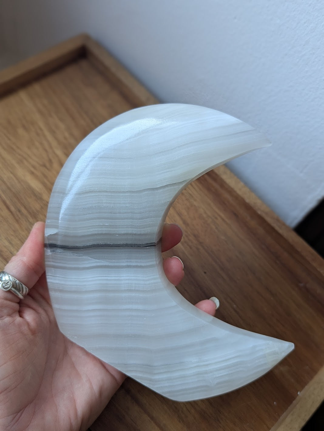 White Calcite Crescent Moons