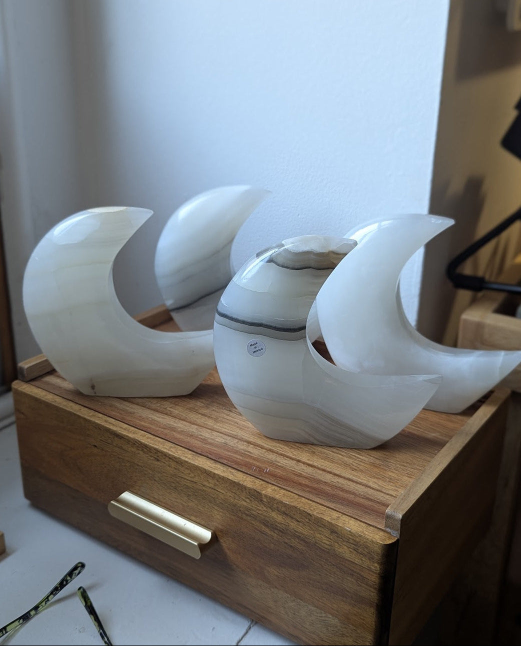 White Calcite Crescent Moons