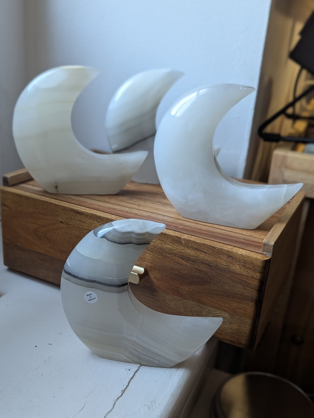 White Calcite Crescent Moons