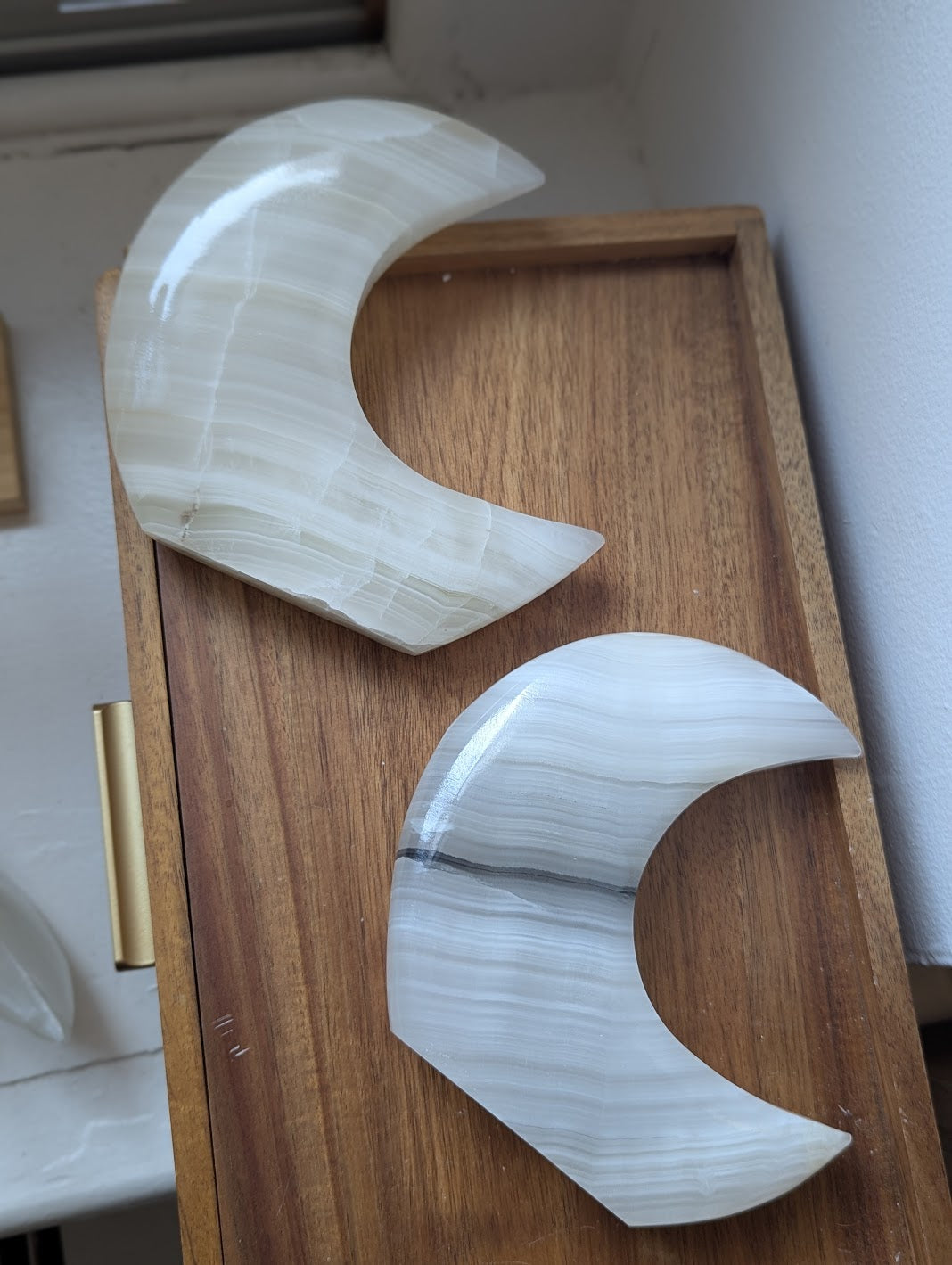 White Calcite Crescent Moons