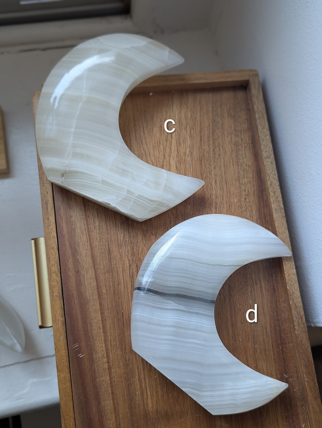 White Calcite Crescent Moons