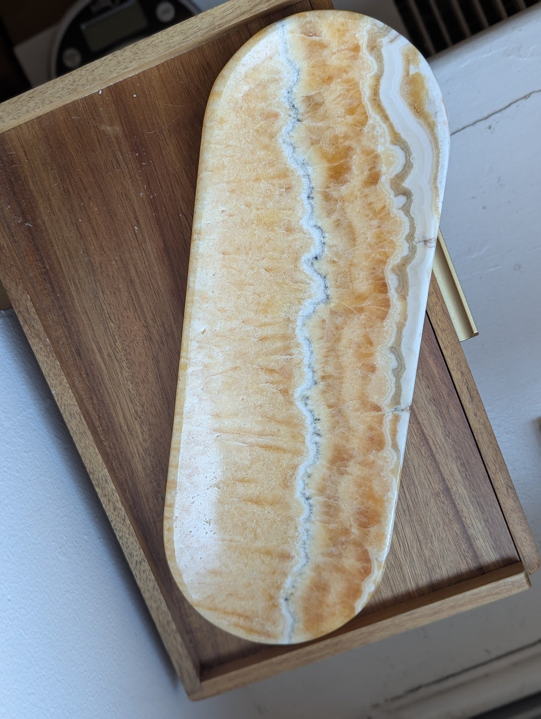 Orange Calcite Long Oval Dish