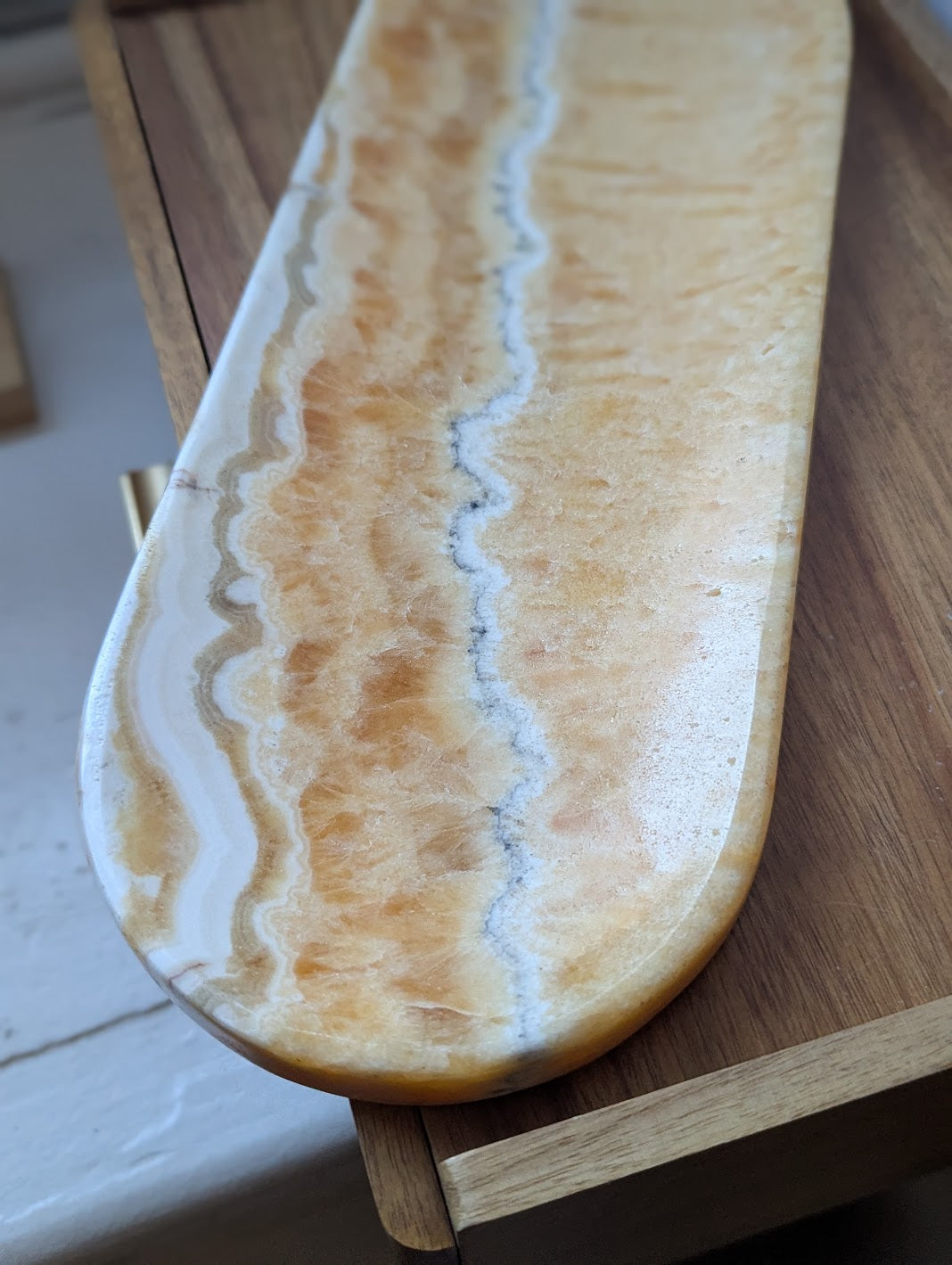 Orange Calcite Long Oval Dish