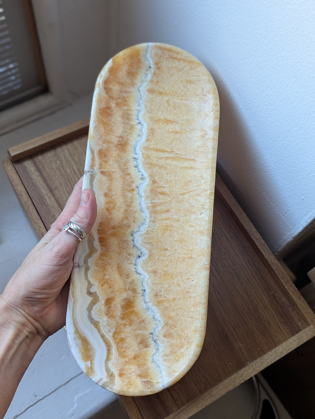 Orange Calcite Long Oval Dish