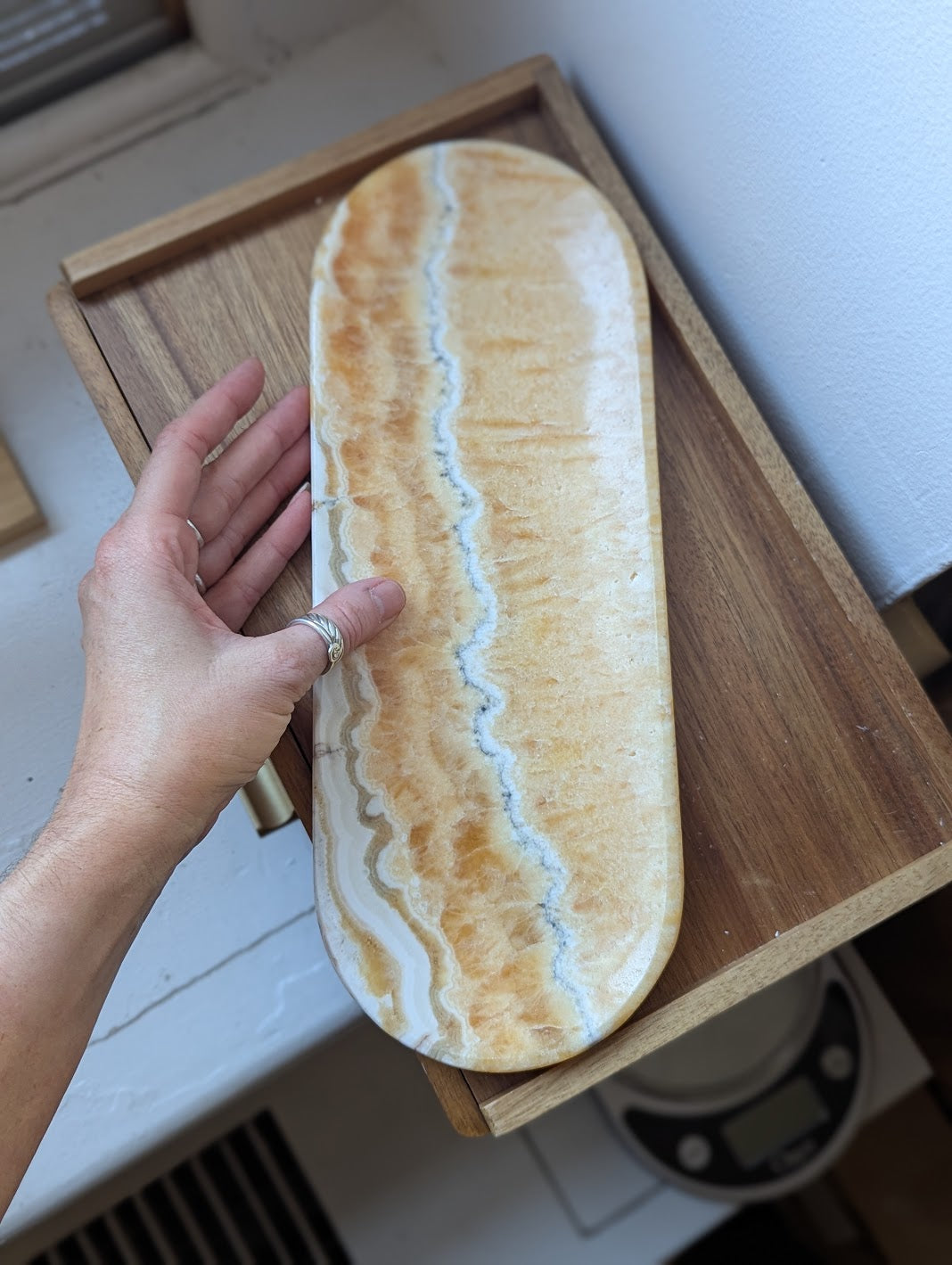 Orange Calcite Long Oval Dish