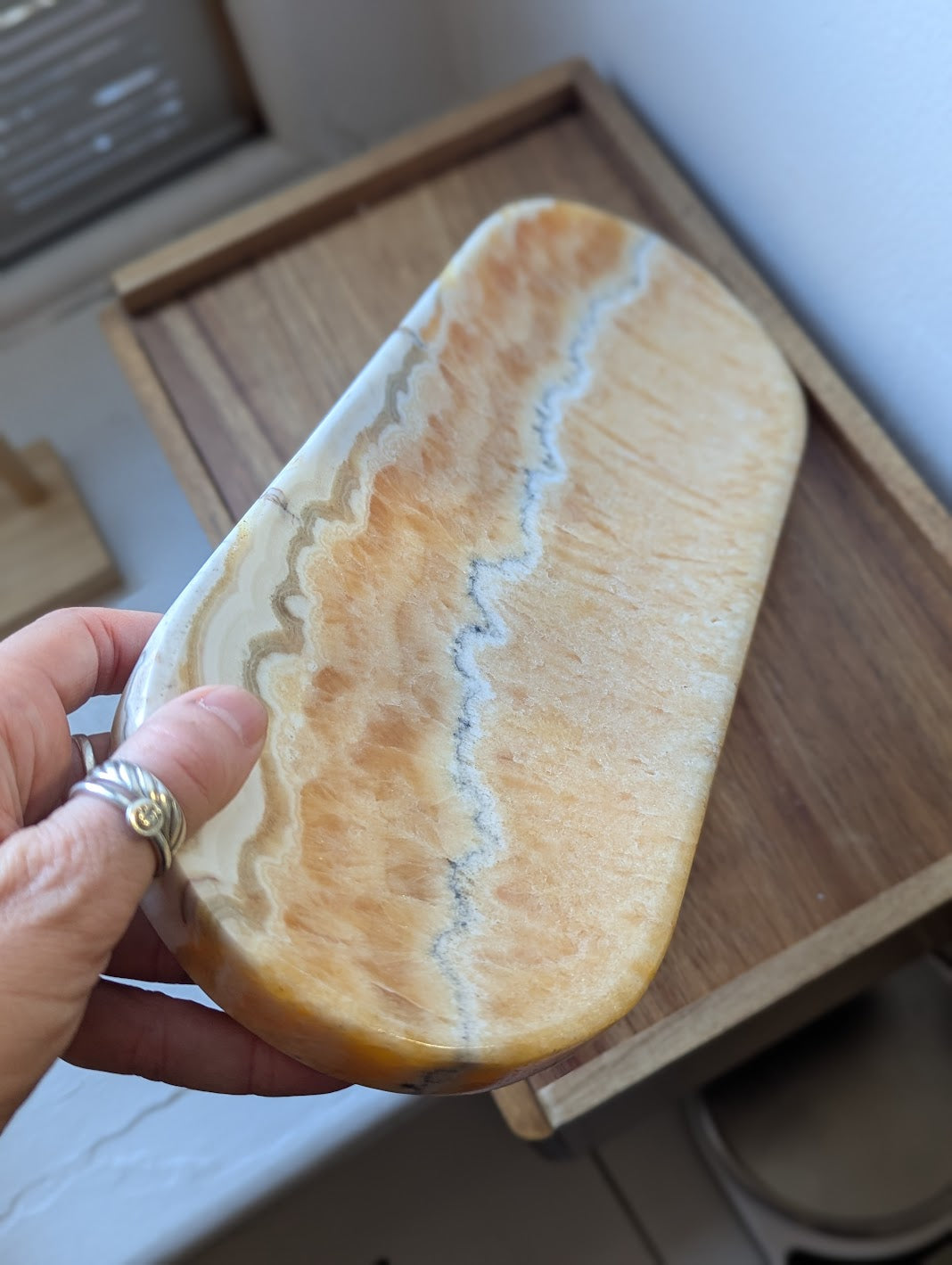 Orange Calcite Long Oval Dish