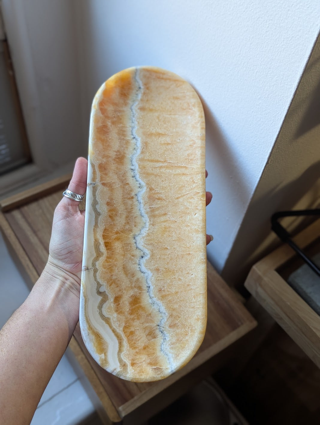 Orange Calcite Long Oval Dish