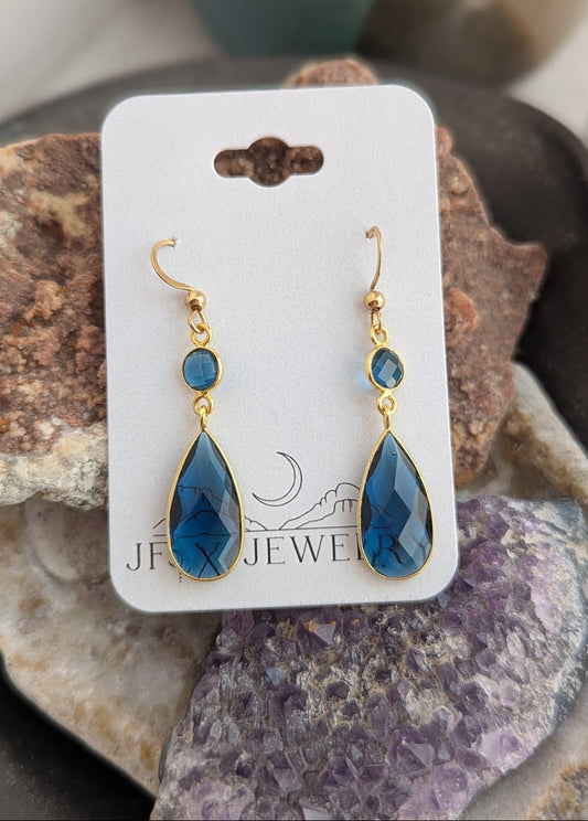 London Blue Topaz Faceted Duo Earrings