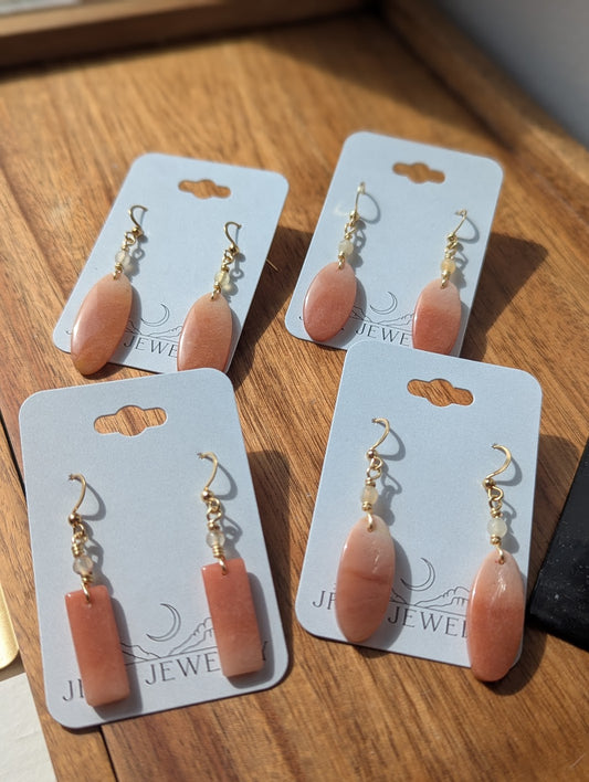 Pink Aventurine Gold Earrings (Various Options Available)