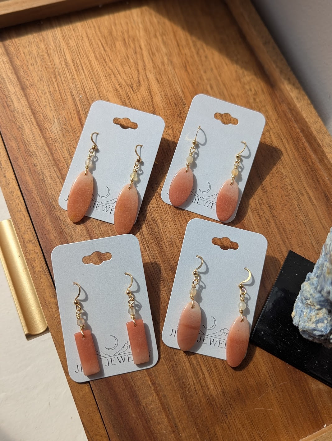 Pink Aventurine Gold Earrings (Various Options Available)