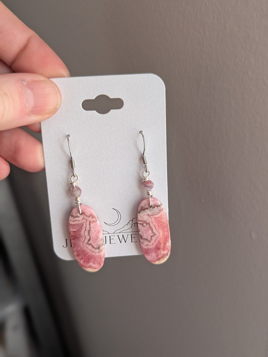 Rhodocrosite Silver Earrings