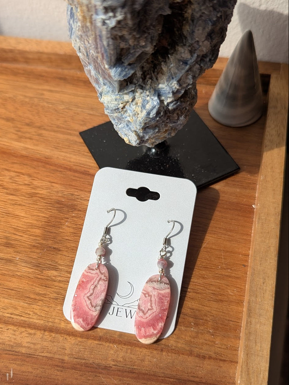 Rhodocrosite Silver Earrings