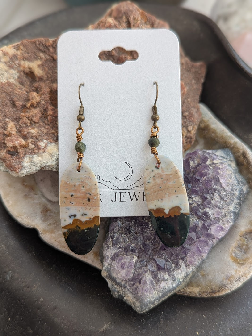 Ocean Jasper Brass Earrings (Various Options Available)