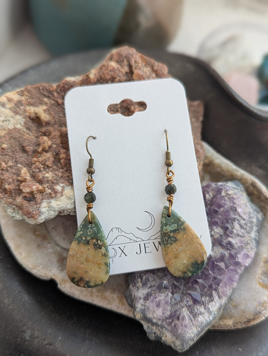 Ocean Jasper Brass Earrings (Various Options Available)