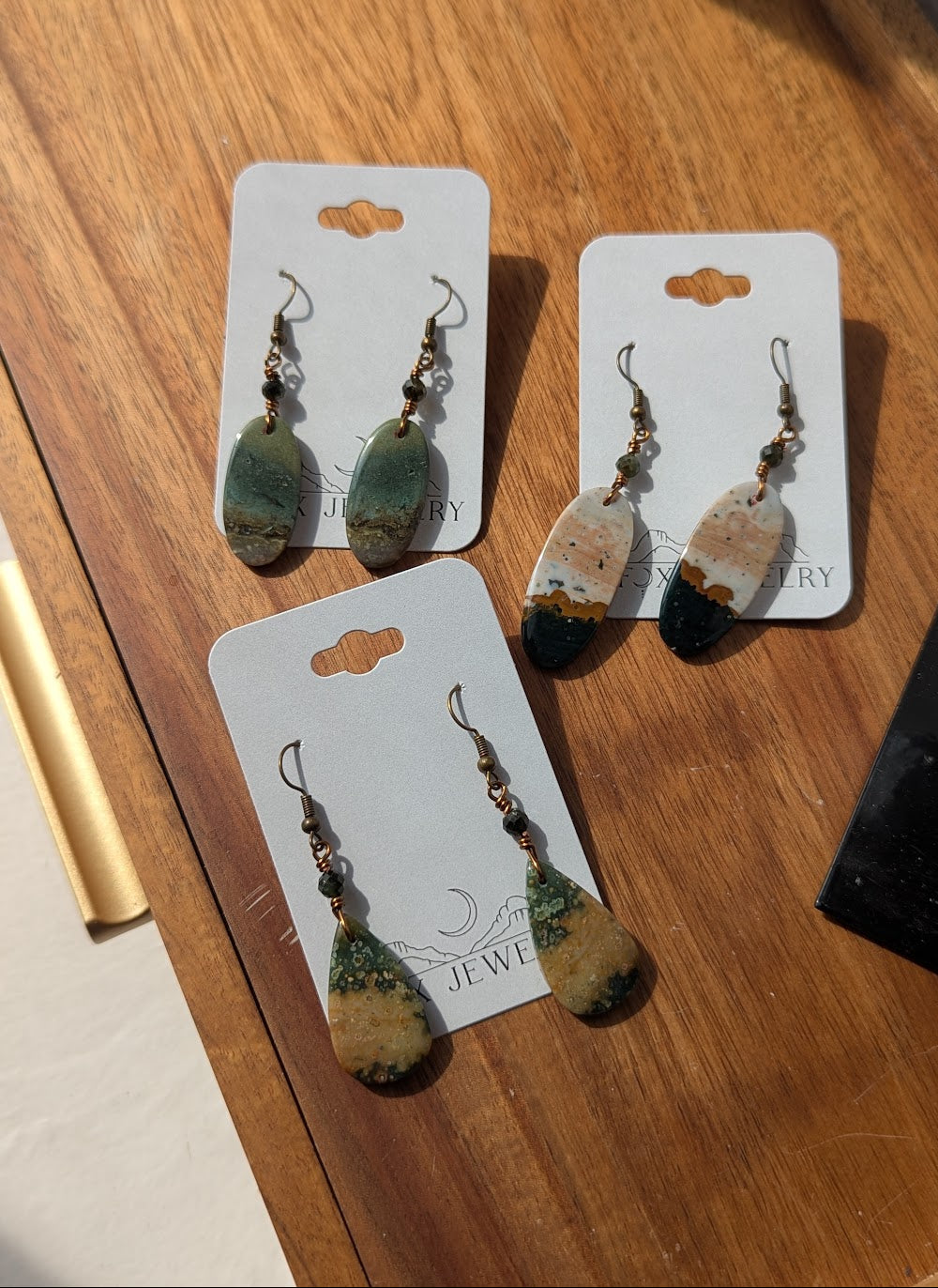 Ocean Jasper Brass Earrings (Various Options Available)