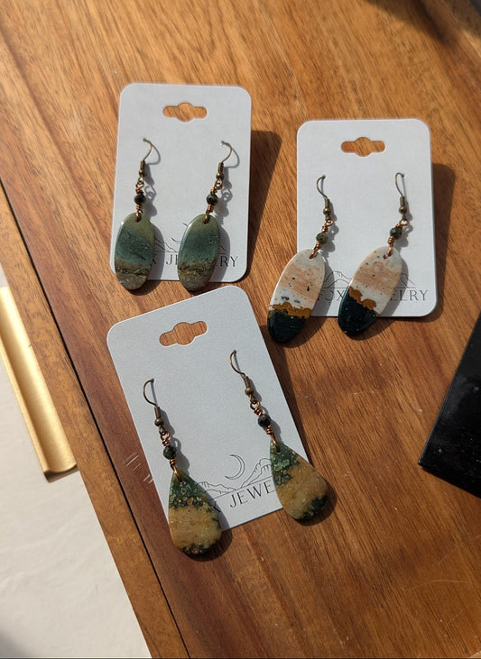 Ocean Jasper Brass Earrings (Various Options Available)