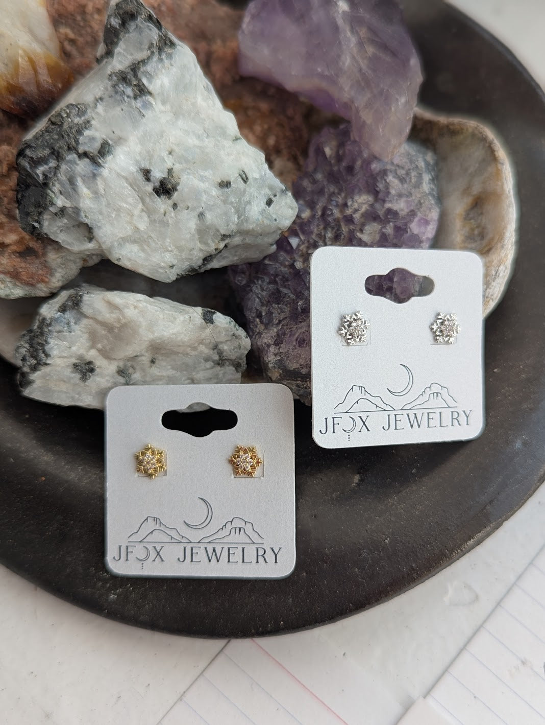 Crystal Snowflake Studs (Silver or Gold)