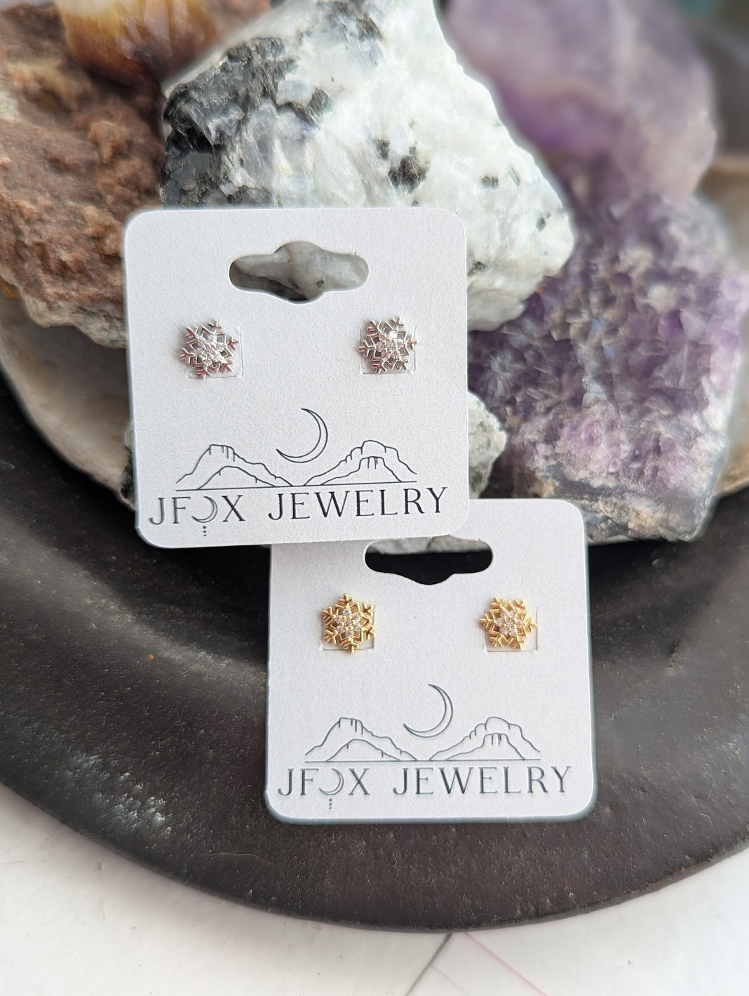 Crystal Snowflake Studs (Silver or Gold)