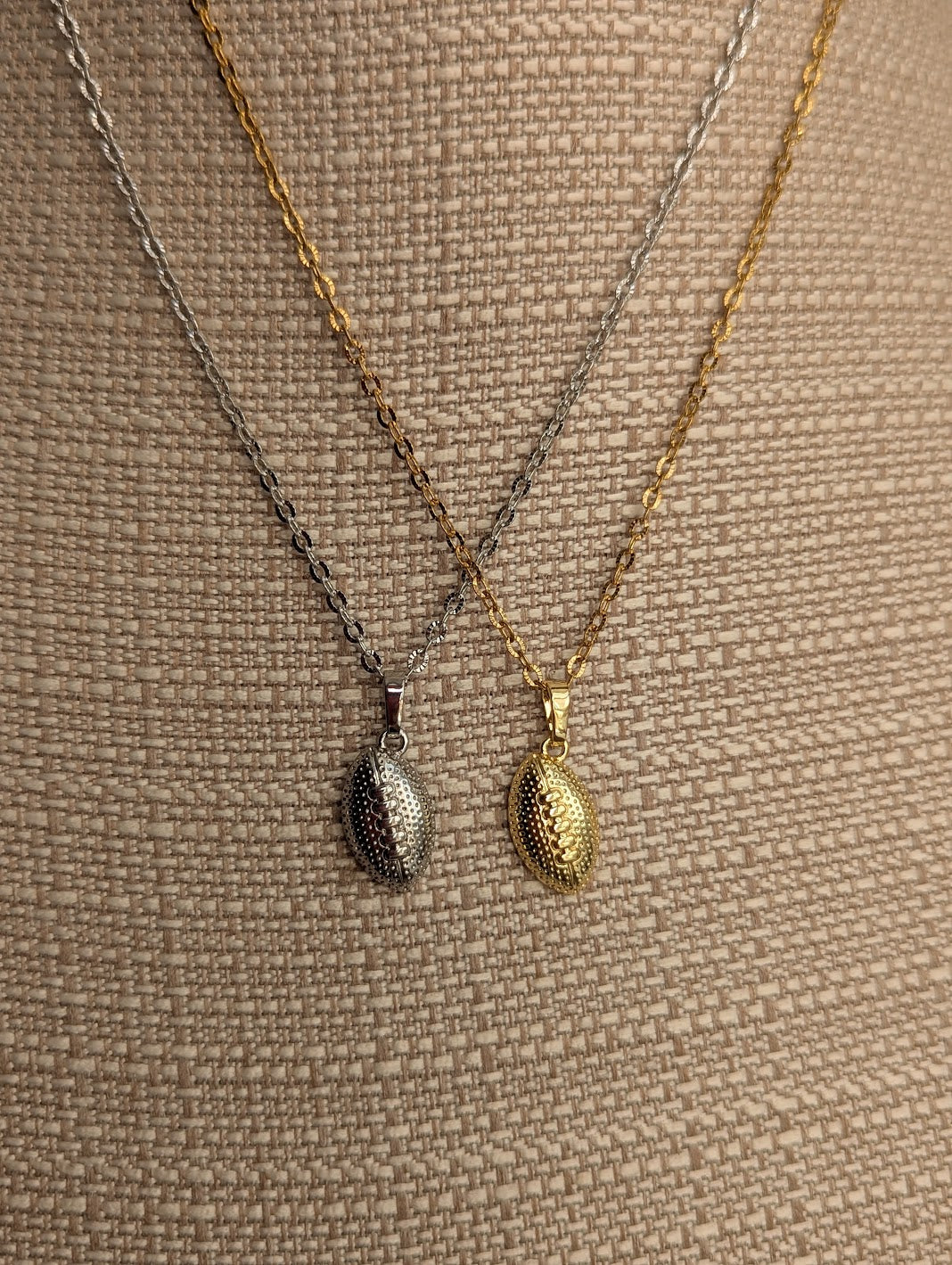Textured Football Necklace (Silver or Gold)