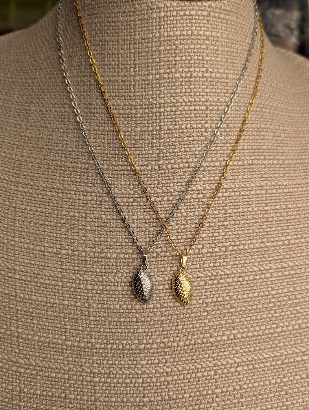 Textured Football Necklace (Silver or Gold)