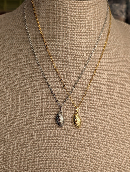 Textured Football Necklace (Silver or Gold)