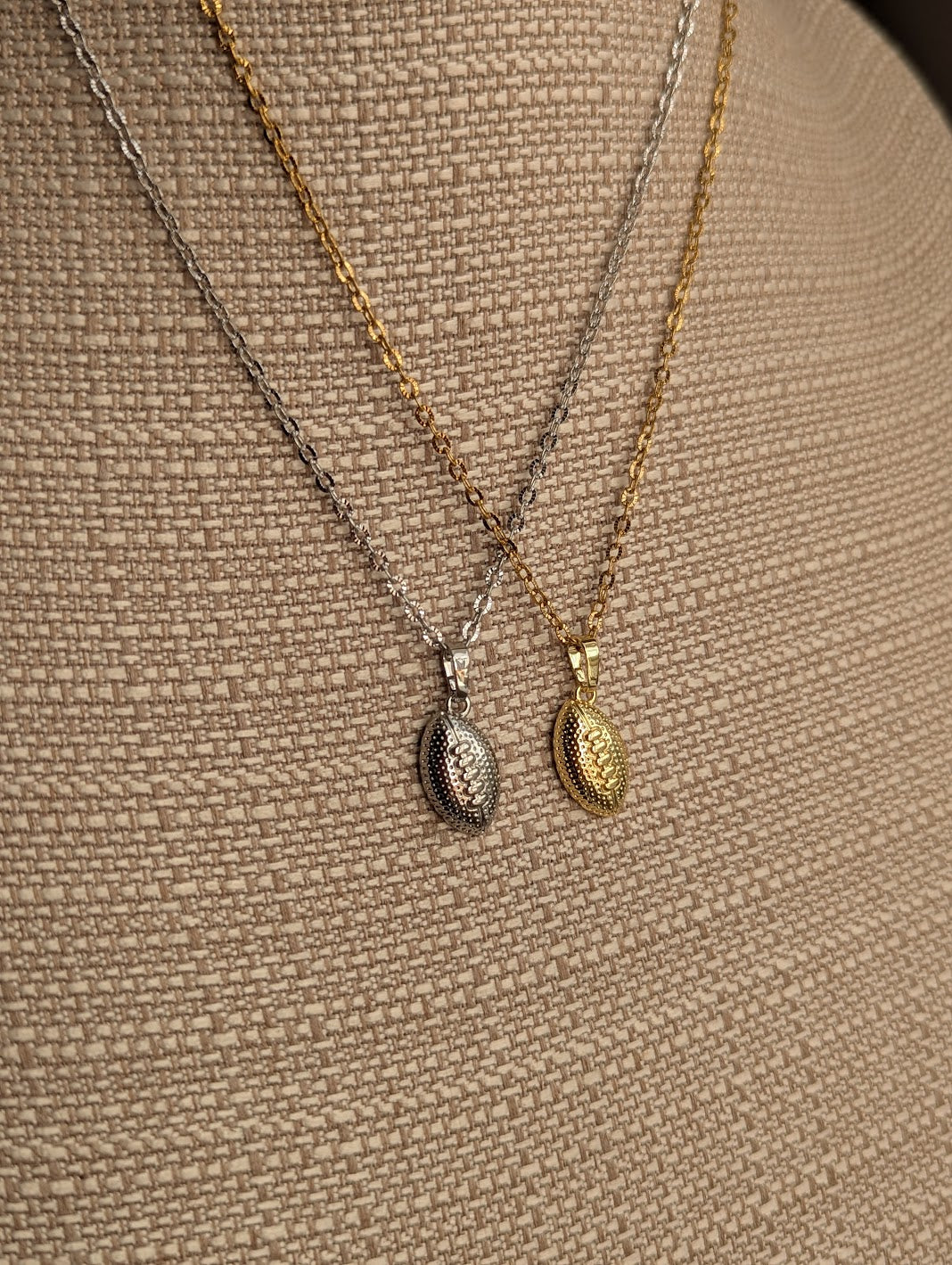 Textured Football Necklace (Silver or Gold)