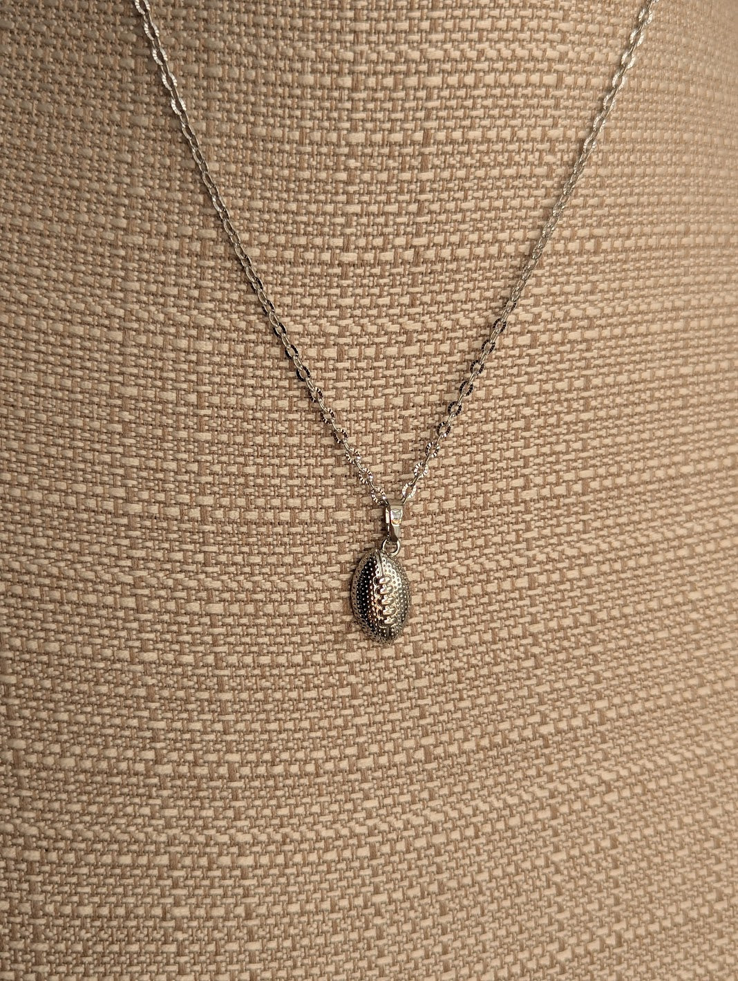 Textured Football Necklace (Silver or Gold)