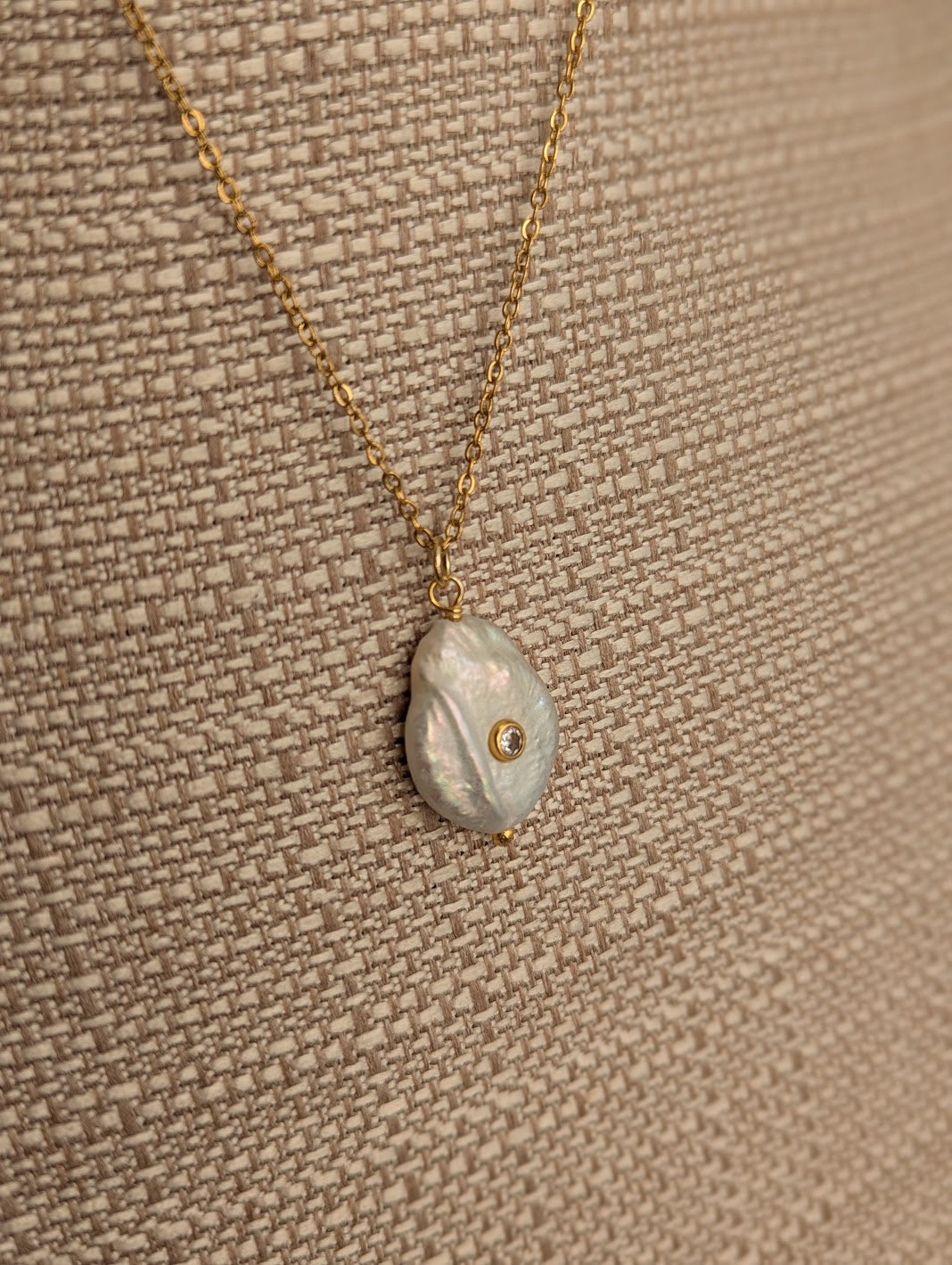 Freshwater Pearl CZ Crystal Gold Necklace (Various Options Available)