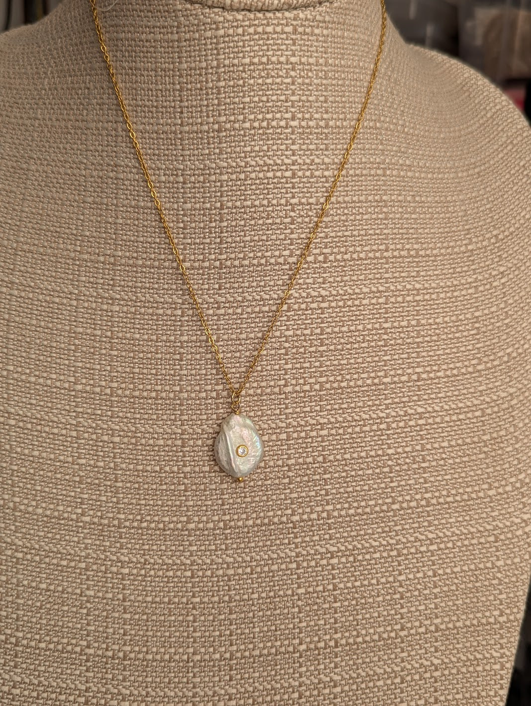 Freshwater Pearl CZ Crystal Gold Necklace (Various Options Available)